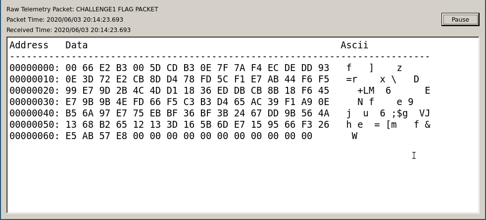 COSMOS displaying FLAG_PACKET